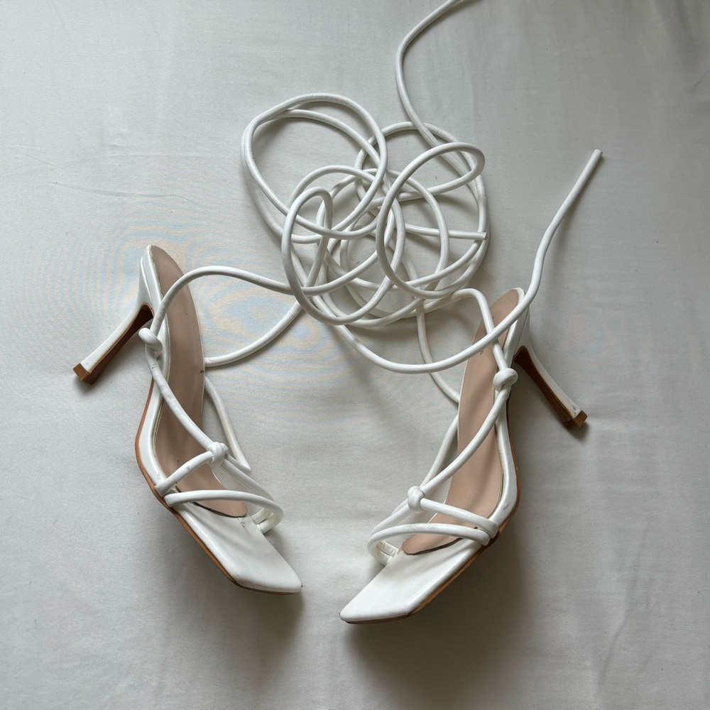 PrettyLittleThing White Strappy Heels